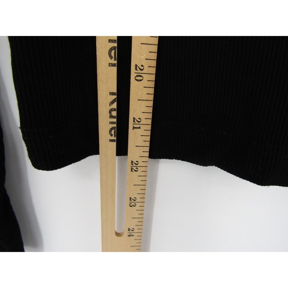 bebe Turtleneck Top Womens Small Black Rhinestone Logo Ribbed Long Sleeve - Picture 9 of 11